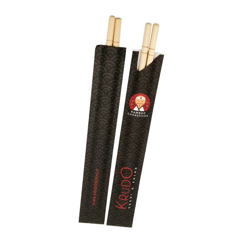 Chopsticks With Logo Paper Wrapper Disposable Bamboo Chop Sticks