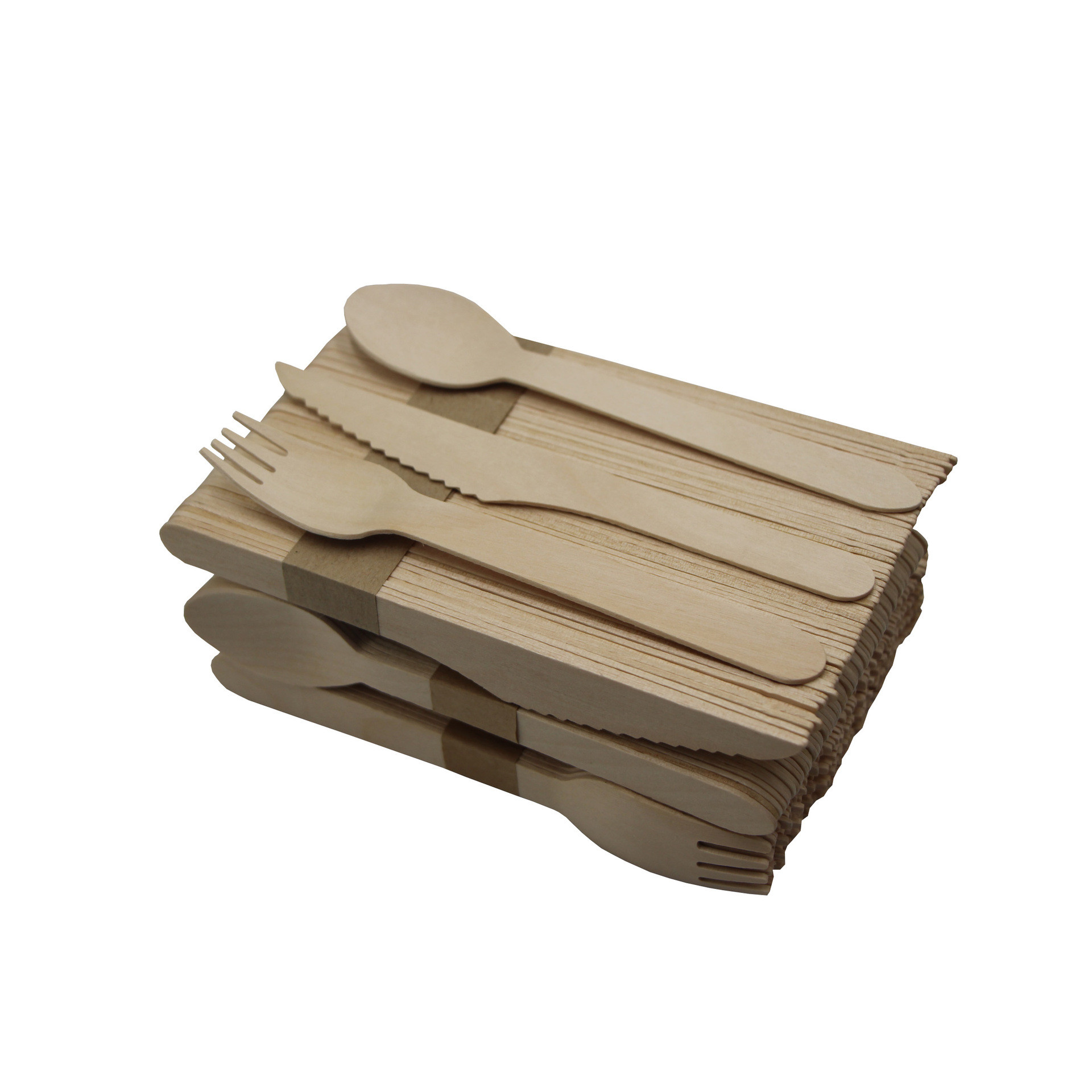 100cm Birchwood Disposable Wooden Cutlery Set Customized Wrapped For