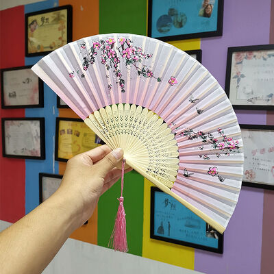 Custom Printed Logo 21CM Bamboo Hand Held Fan - Personalized Folding Hand Fan for Gifts & Events