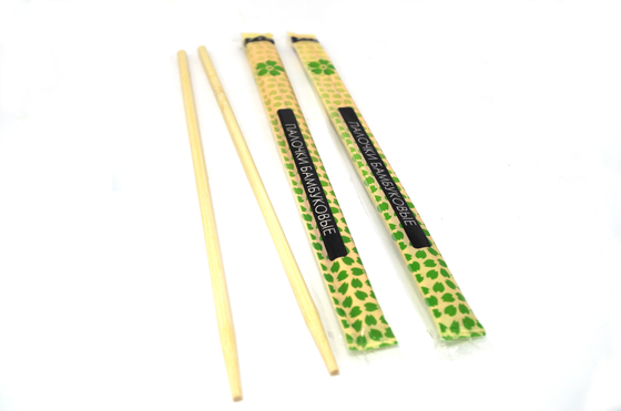 Fast Food Restaurant Wooden Chopsticks Set Disposable Wrapped In Plastic Bags