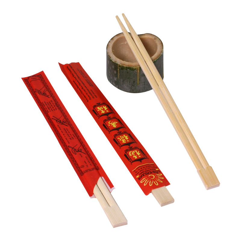 Japanese Restaurant Sushi Disposable Two Point Double Ended Bamboo Chopsticks with Paper Sleeve