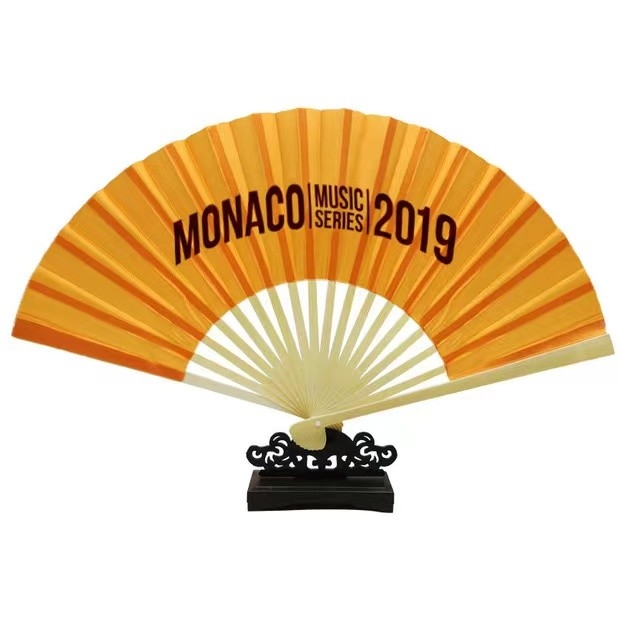 Custom Printed Logo Folding Bamboo Handfan Rib Wedding Wooden Handheld White
