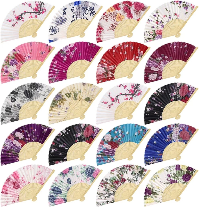 Custom Printed Logo Folding Bamboo Handfan Rib Wedding Wooden Handheld White