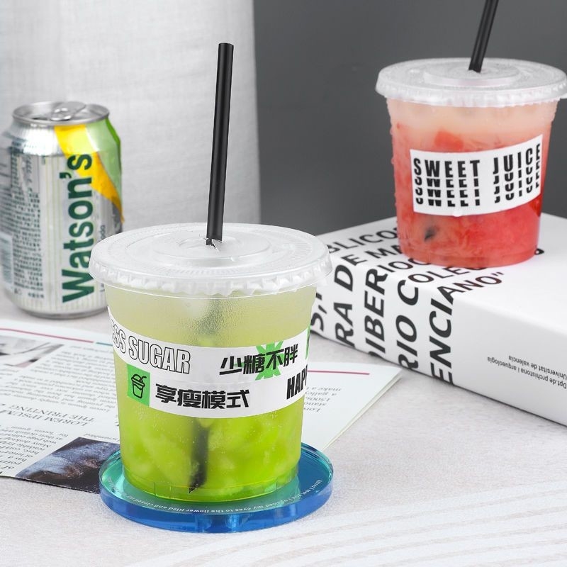 16oz PET Cups With Printed Logo , Plastic Pet Plastic Cups Disposable Bubble Tea Cup