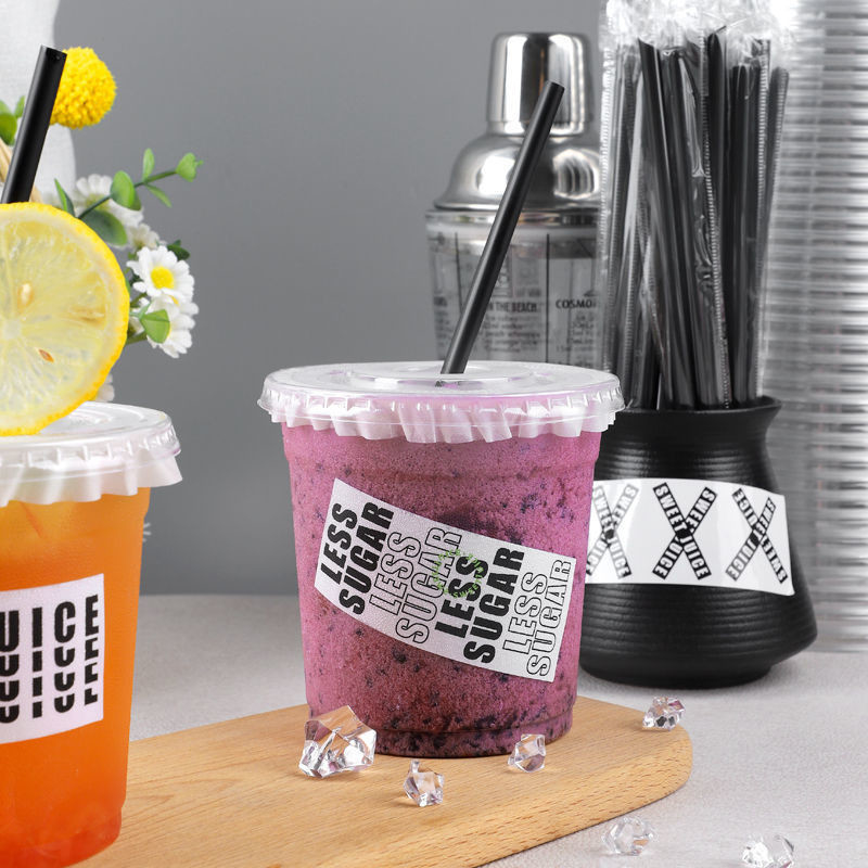 16oz PET Cups With Printed Logo , Plastic Pet Plastic Cups Disposable Bubble Tea Cup