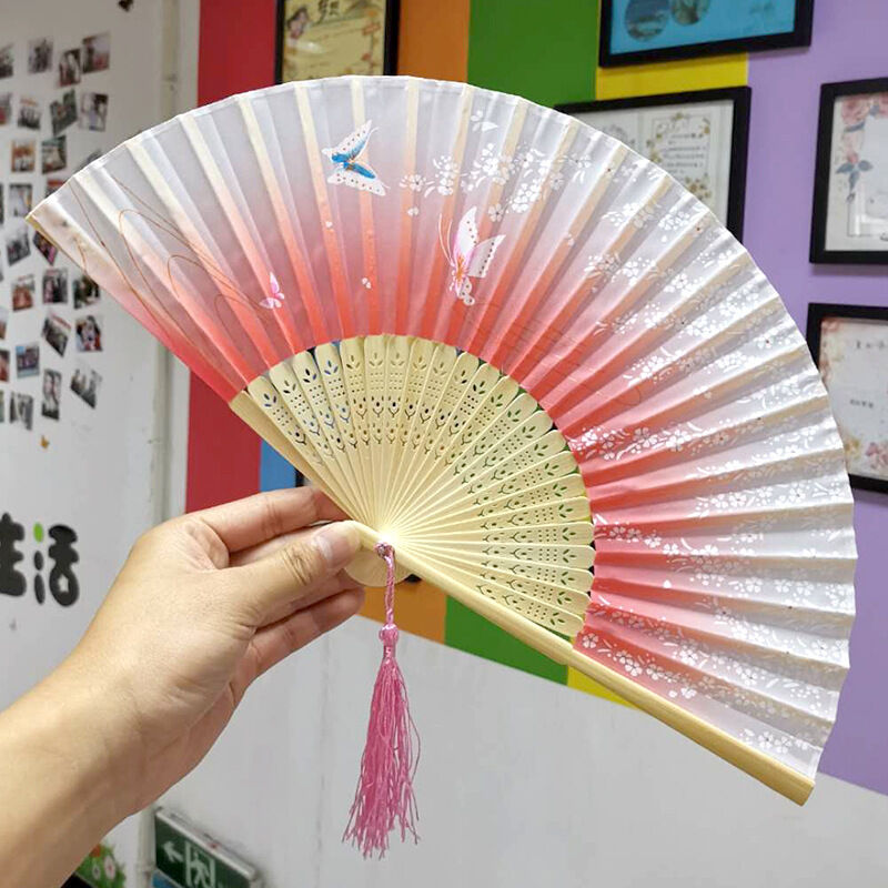 Custom Printed Logo 21CM Bamboo Hand Held Fan - Personalized Folding Hand Fan for Gifts & Events