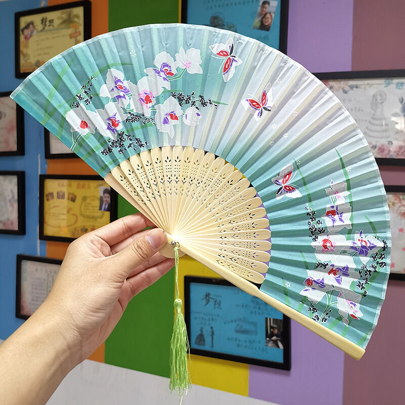 Custom Printed Logo 21CM Bamboo Hand Held Fan - Personalized Folding Hand Fan for Gifts & Events