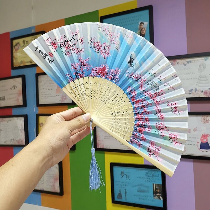 Custom Printed Logo 21CM Bamboo Hand Held Fan - Personalized Folding Hand Fan for Gifts & Events