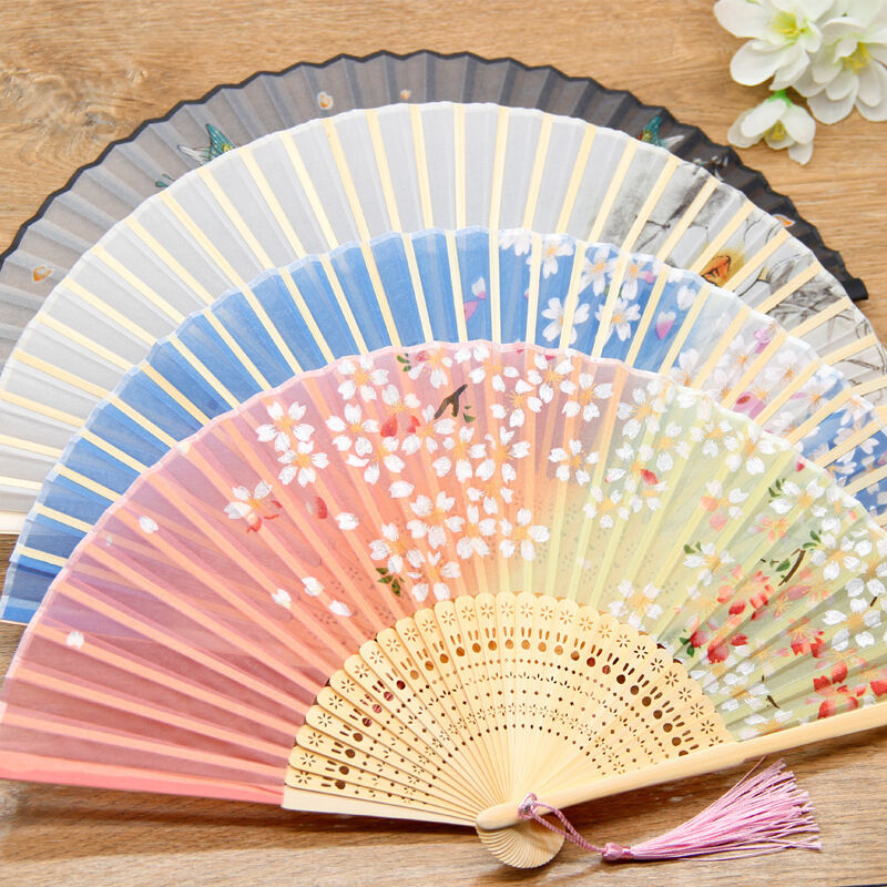 21cm Foldable Bamboo Hand Held Fan with OEM Logo Customization for Gifts and Events