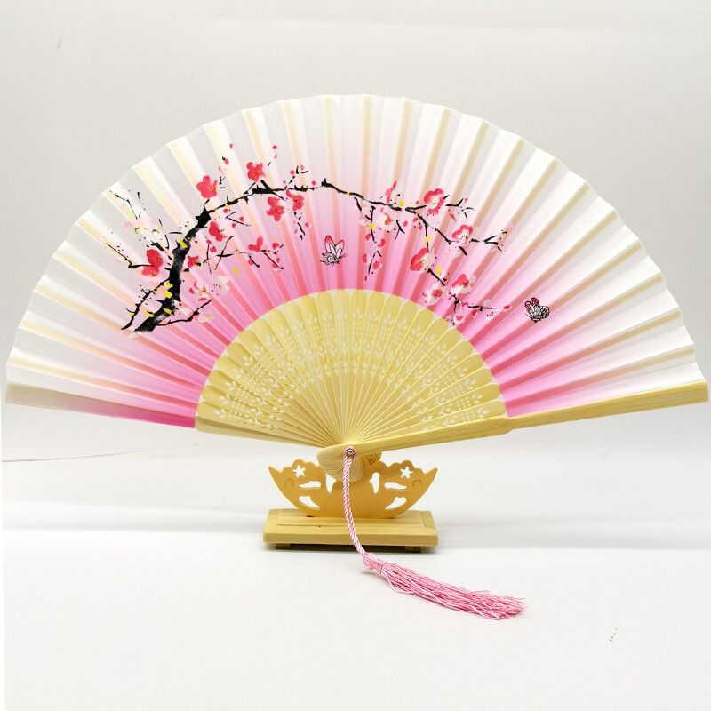 Wholesale Custom Logo Printed Eco-Friendly 8 Inch Bamboo Folding Hand Fan for Wedding Favors