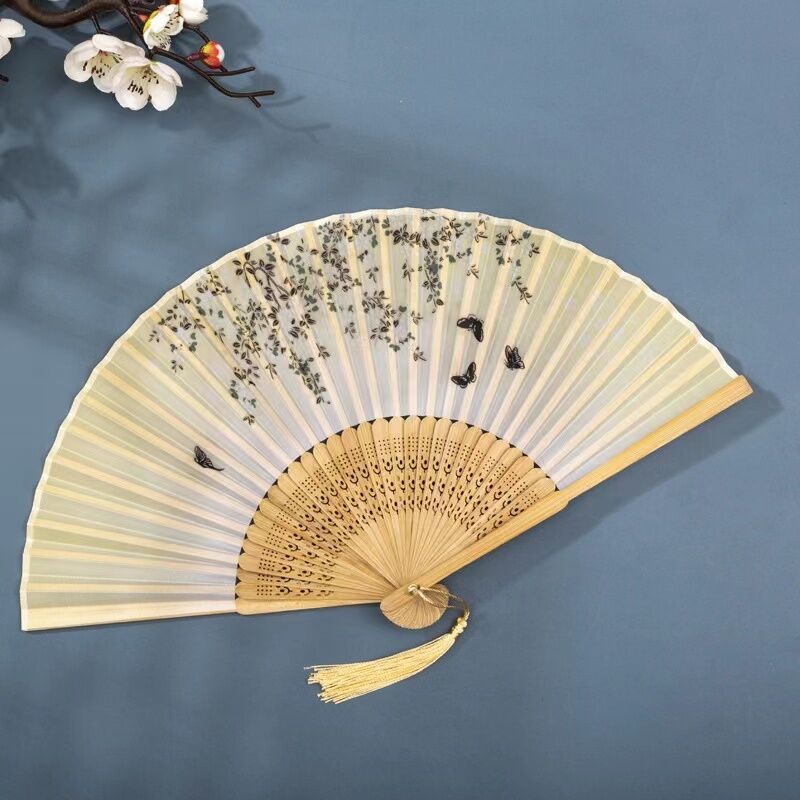 Wholesale Custom Logo Printed Eco-Friendly 8 Inch Bamboo Folding Hand Fan for Wedding Favors