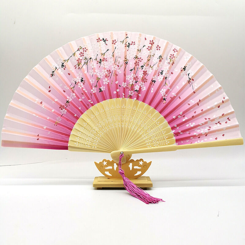 Wholesale Custom Logo Printed Eco-Friendly 8 Inch Bamboo Folding Hand Fan for Wedding Favors