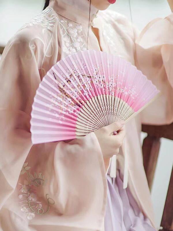 Wholesale Custom Logo Printed Eco-Friendly 8 Inch Bamboo Folding Hand Fan for Wedding Favors