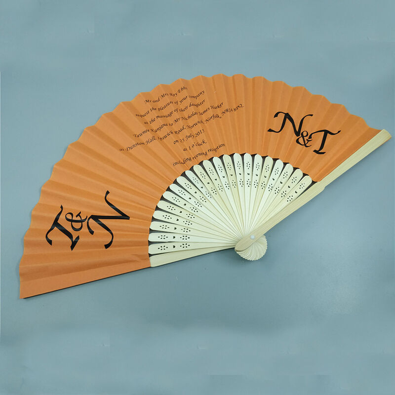21*38cm Eco-Friendly Bamboo Hand Fan with Custom Logo for Wedding Favors and Souvenirs