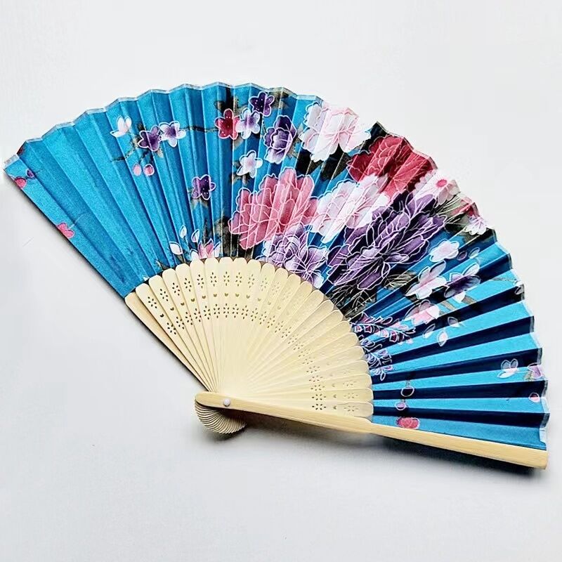 DIY White Bamboo Folding Fan 21cm Handheld Fan for Wedding Party and Home Decoration