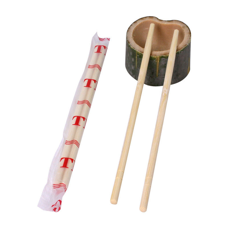 Custom disposable chopsticks round bamboo chop sticks with paper bag or plastic package tableware bag