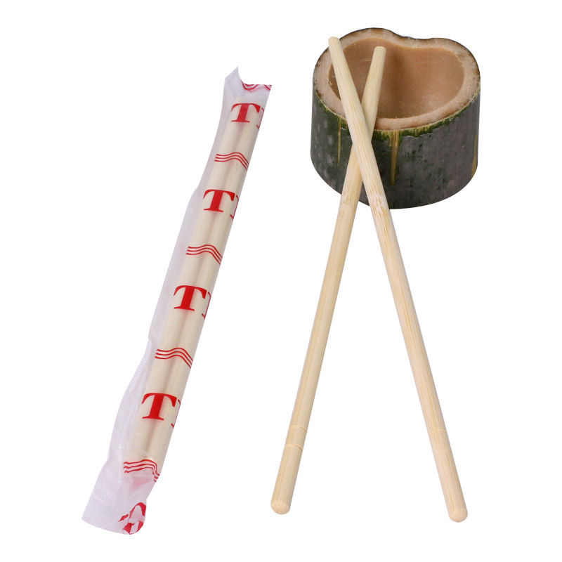 Custom disposable chopsticks round bamboo chop sticks with paper bag or plastic package tableware bag