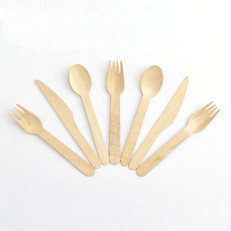 Disposable Bulk Wooden Cutlery Wood Spoon Knife Fork For Home Restaurants