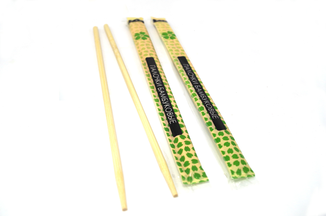 Fast Food Restaurant Wooden Chopsticks Set Disposable Wrapped In Plastic Bags
