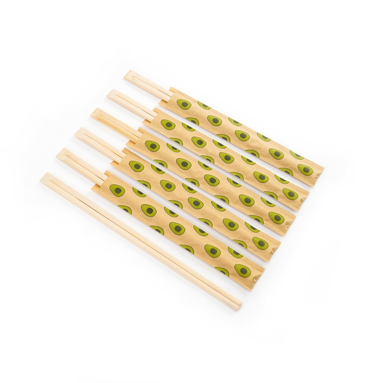 2024 Natural Color Long Bamboo Round Chopsticks for Restaurant Fast Food Paper Wrapped