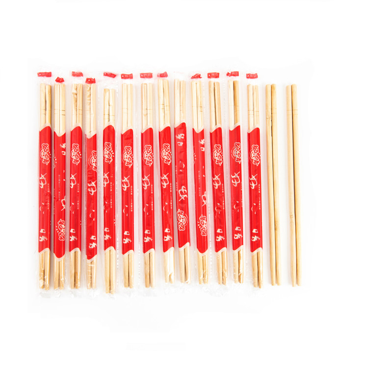 2024 Natural Color Long Bamboo Round Chopsticks for Restaurant Fast Food Paper Wrapped