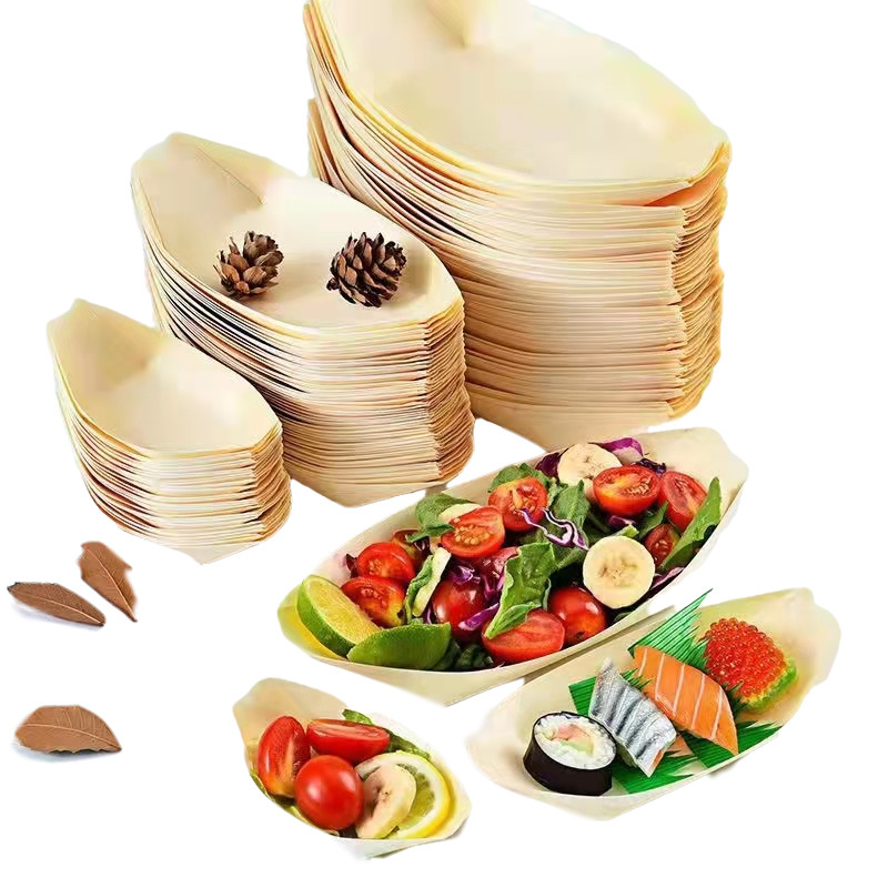 Eco Friendly Wooden Takoyaki Container , Disposable Sushi Boat