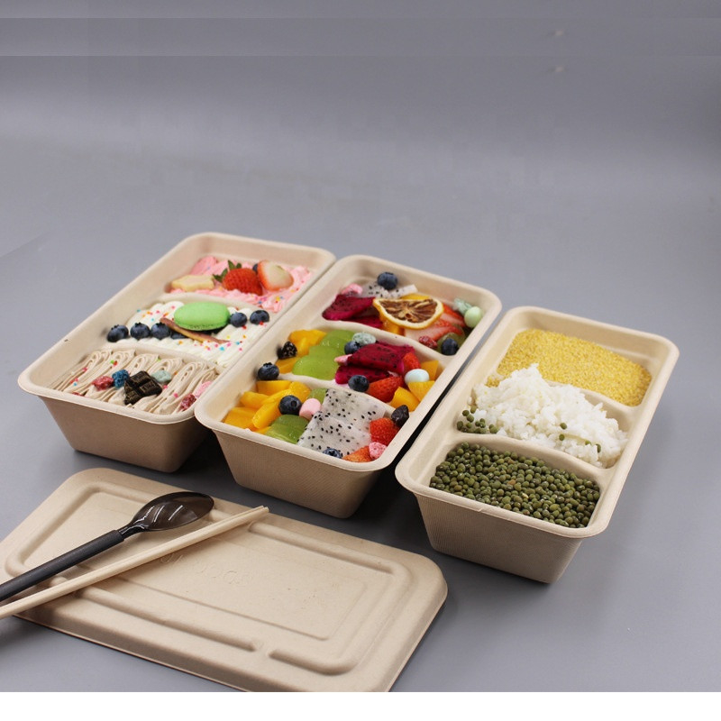 100% Compostable Food Container Sugarcane Lunch Box Bamboo Storage Boxes & Bins Eco-Friendly Multifunction
