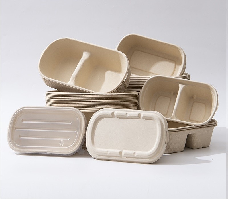 100% Compostable Food Container Sugarcane Lunch Box Bamboo Storage Boxes & Bins Eco-Friendly Multifunction
