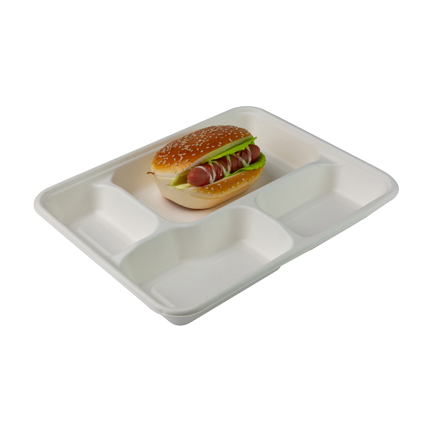 Takeaway Biodegradable Clamshell Boxes , Divided Disposable Bento Box